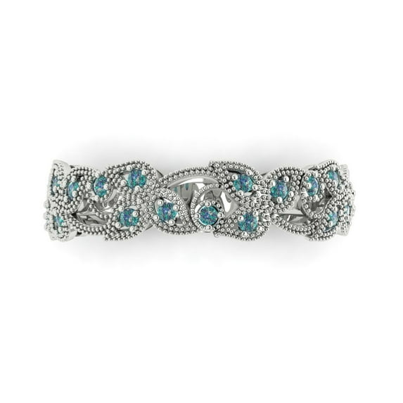 0.17 ct Brilliant Round Cut Synthetic Moissanite 18K White Gold Band SZ 5.25