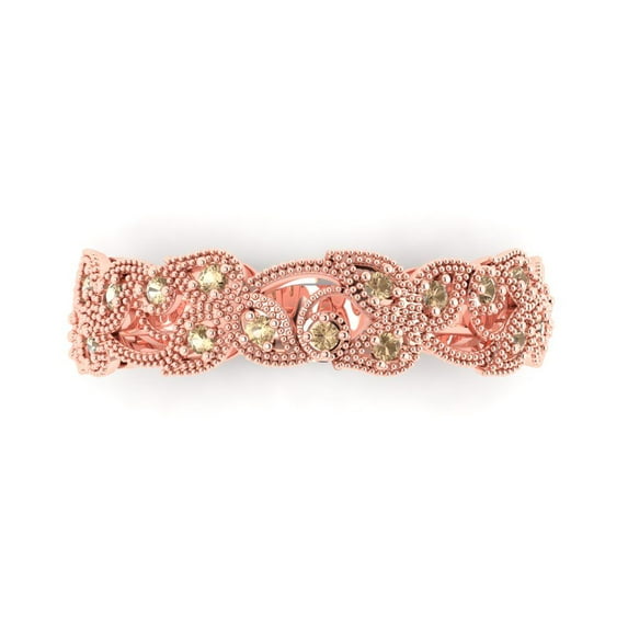0.17 ctw Wedding Band for Women - 14K Rose Gold Yellow Moissanite Stackable Eternity Ring