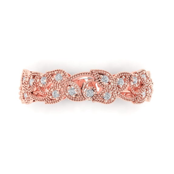 0.17 ctw Wedding Band for Women - 14K Rose Gold White Sapphire Stackable Eternity Ring