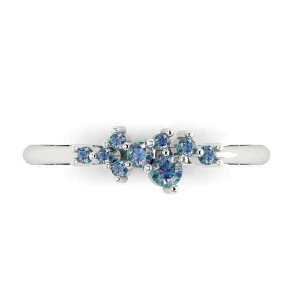 0.17 ctw Wedding Band for Women - 14K White Gold Blue Moissanite Stackable Eternity Ring