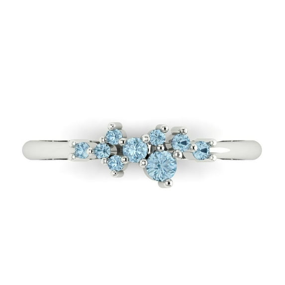 0.17 ctw Wedding Band for Women - 14K White Gold Natural Swiss Blue Topaz Stackable Eternity Ring