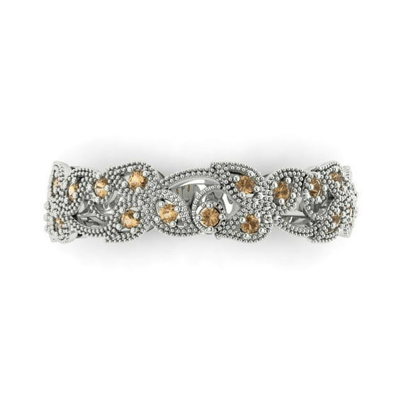 0.17 ctw Wedding Band for Women - 14K White Gold Simulated Champagne Diamond Stackable Eternity Ring