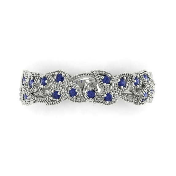 0.17 ctw Wedding Band for Women - 14K White Gold Simulated Tanzanite Stackable Eternity Ring