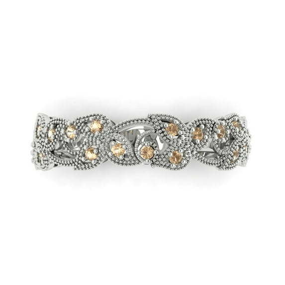 0.17 ctw Wedding Band for Women - 14K White Gold Yellow Moissanite Stackable Eternity Ring
