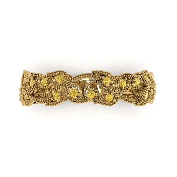 0.17 ctw Wedding Band for Women - 14K Yellow Gold Natural Citrine Stackable Eternity Ring