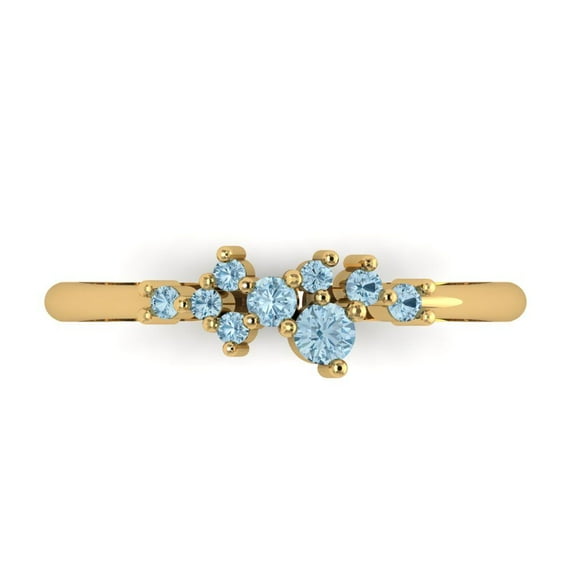 0.17 ctw Wedding Band for Women - 14K Yellow Gold Simulated Blue Diamond Stackable Eternity Ring