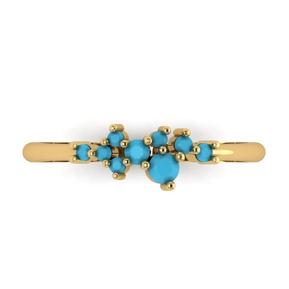0.17 ctw Wedding Band for Women - 14K Yellow Gold Simulated Turquoise Stackable Eternity Ring