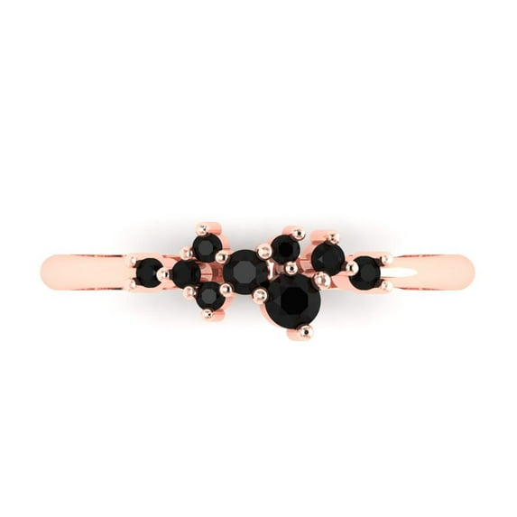 0.17 ctw Wedding Band for Women - 18K Rose Gold Natural Onyx Stackable Eternity Ring