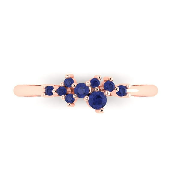 0.17 ctw Wedding Band for Women - 18K Rose Gold Simulated Tanzanite Stackable Eternity Ring