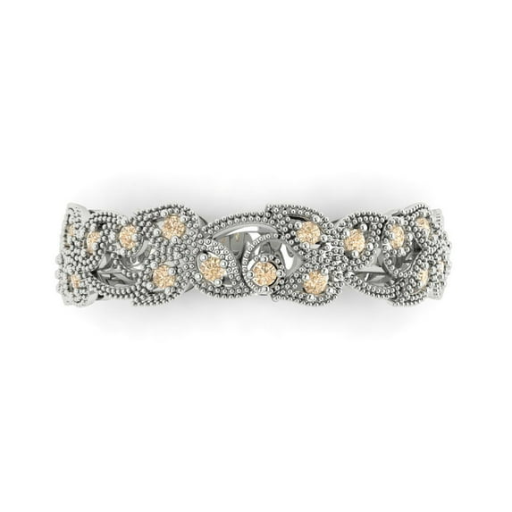 0.17 ctw Wedding Band for Women - 18K White Gold Natural Morganite Stackable Eternity Ring