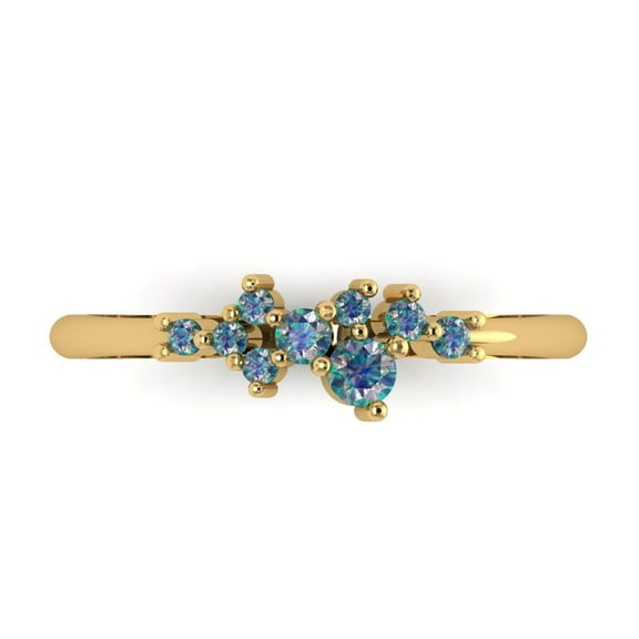 0.17 ctw Wedding Band for Women - 18K Yellow Gold Blue Moissanite Stackable Eternity Ring
