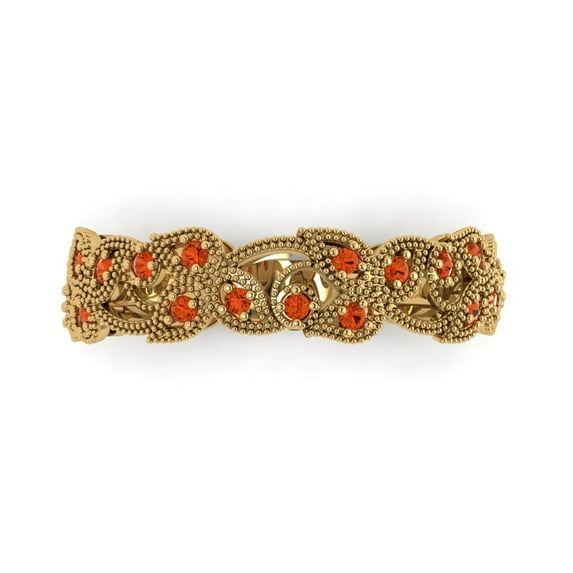 0.17 ctw Wedding Band for Women - 18K Yellow Gold Simulated Red Diamond Stackable Eternity Ring