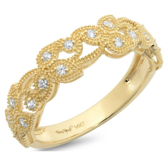 0.17 ctw Wedding Band for Women - 18K Yellow Gold White Sapphire Stackable Eternity Ring