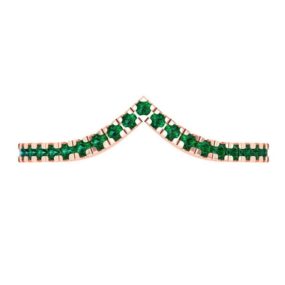 0.1725 ctw Wedding Band for Women - 14K Rose Gold Simulated Emerald Stackable Eternity Ring