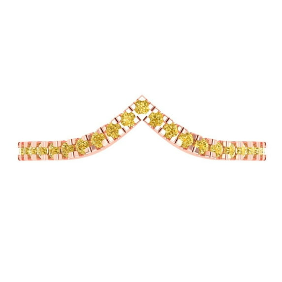 0.1725 ctw Wedding Band for Women - 14K Rose Gold Simulated Yellow Diamond Stackable Eternity Ring