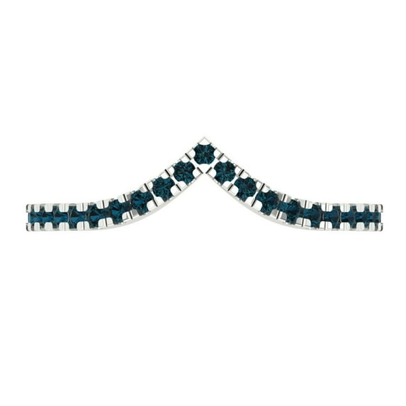 0.1725 ctw Wedding Band for Women - 14K White Gold Natural London Blue Topaz Stackable Eternity Ring
