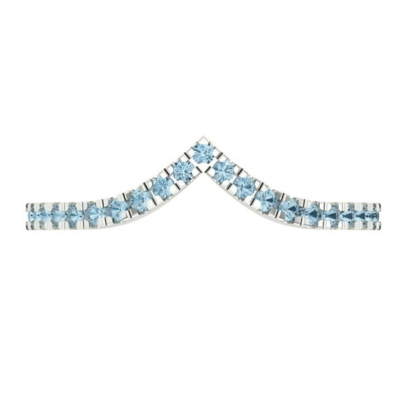 0.1725 ctw Wedding Band for Women - 14K White Gold Simulated Blue Diamond Stackable Eternity Ring