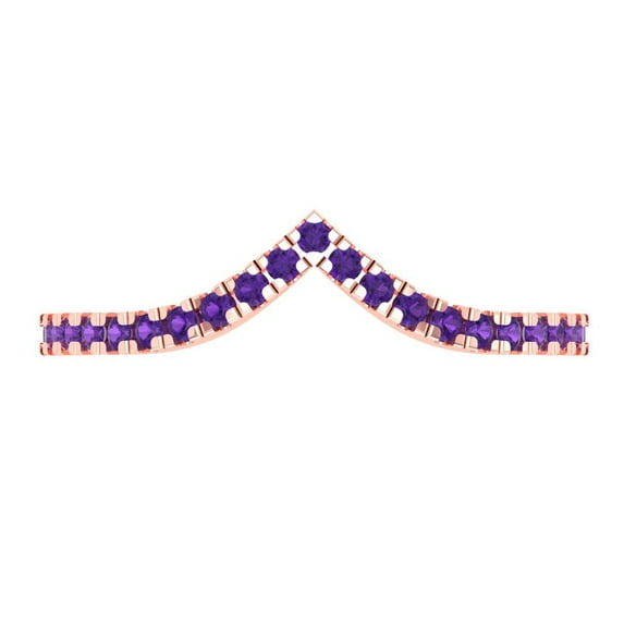 0.1725 ctw Wedding Band for Women - 18K Rose Gold Natural Amethyst Stackable Eternity Ring