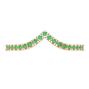 0.1725 ctw Wedding Band for Women - 18K Rose Gold Simulated Green Diamond Stackable Eternity Ring