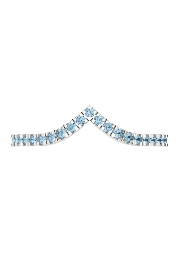 0.1725 ctw Wedding Band for Women - 18K White Gold Simulated Blue Diamond Stackable Eternity Ring