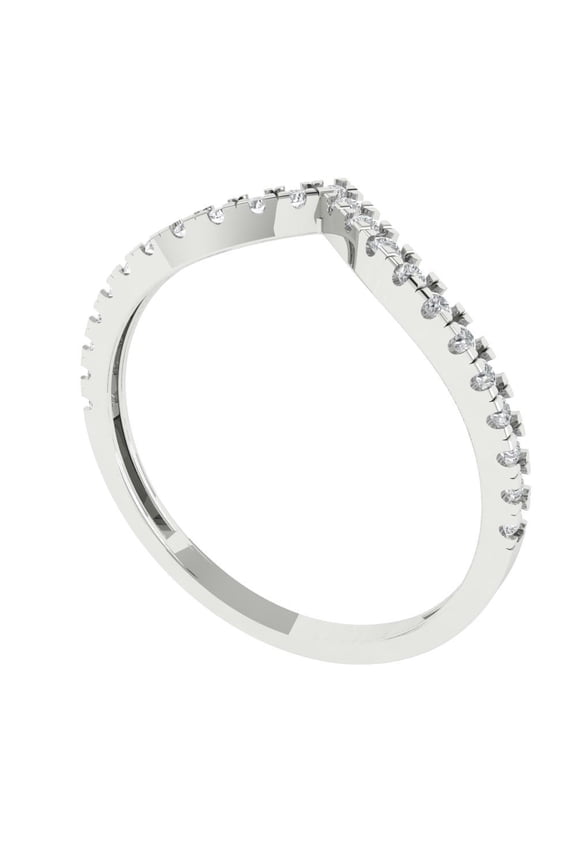 18K White Gold Stackable Wedding Bridal Engagement Promise Anniversary Ring Band - 0.1725Ct Solid Gold