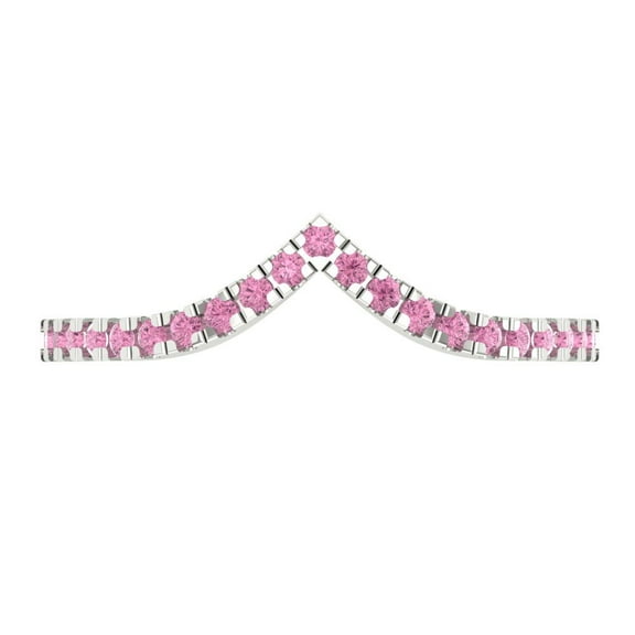 0.1725 ctw Wedding Band for Women - 18K White Gold Simulated Pink Diamond Stackable Eternity Ring