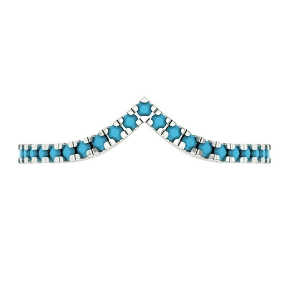 0.1725 ctw Wedding Band for Women - 18K White Gold Simulated Turquoise Stackable Eternity Ring