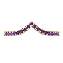 0.1725 ctw Wedding Band for Women - 18K Yellow Gold Natural Amethyst Stackable Eternity Ring