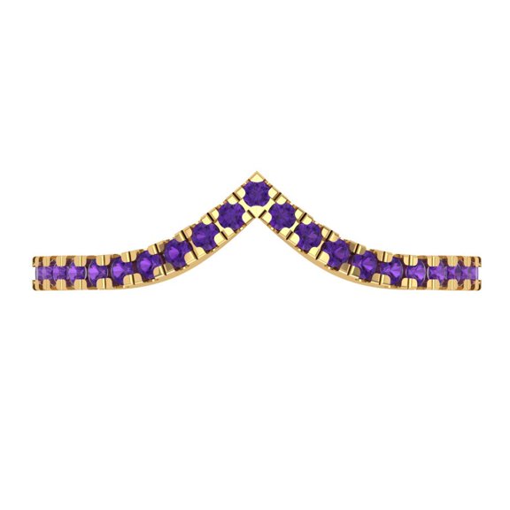 0.1725 ctw Wedding Band for Women - 18K Yellow Gold Natural Amethyst Stackable Eternity Ring