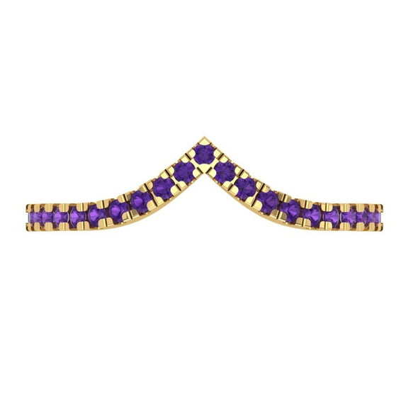 0.1725 ctw Wedding Band for Women - 18K Yellow Gold Natural Amethyst Stackable Eternity Ring