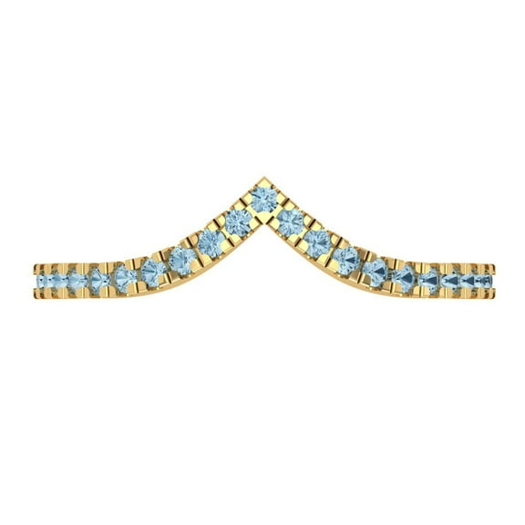 0.1725 ctw Wedding Band for Women - 18K Yellow Gold Natural Aquamarine Stackable Eternity Ring