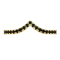0.1725 ctw Wedding Band for Women - 18K Yellow Gold Natural Onyx Stackable Eternity Ring