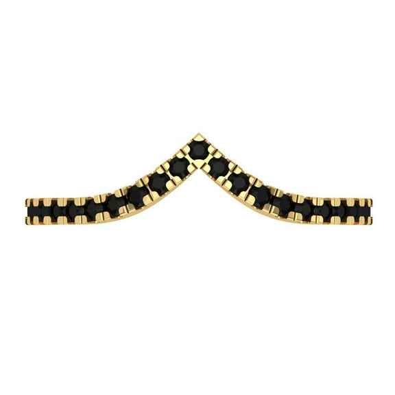 0.1725 ctw Wedding Band for Women - 18K Yellow Gold Natural Onyx Stackable Eternity Ring