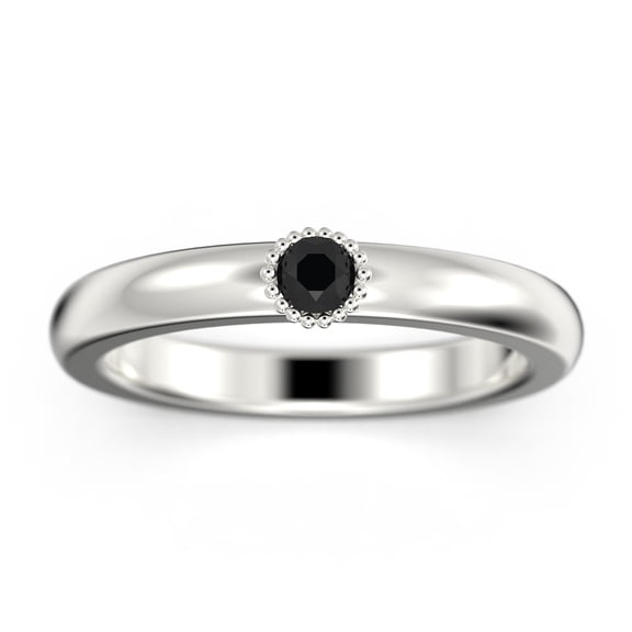 0.17ct Vertex black diamond moissanite Ring 18K White Gold Over Silver Wedding Band