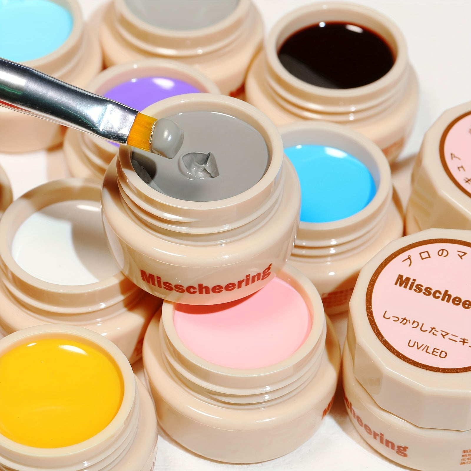 0.17oz Solid Gel Nail Polish, Pinkish Black Yellow Red Purple Cream