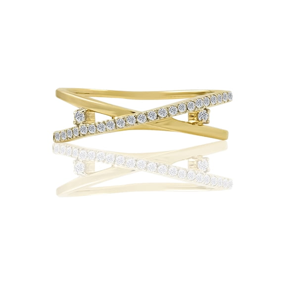 0.18 CT Natural GH/SI Round Diamond Spilt Shank Wedding Band In 14K Yellow Gold