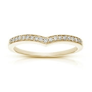 VIR JEWELS 0.18 CTTW V-Shape Milgrain Diamond Wedding Band 14K Yellow Gold Round Size 4.5 Female Adult