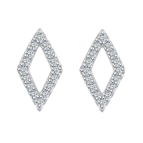 AFFY 0.18 Carat (Cttw) Round White Natural Diamond Kite Stud Earrings 14k Solid White Gold