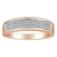 thumbnail image 1 of AFFY 0.18 Carat (Cttw) Round White Natural Diamond Three Row Engagement Wedding Band Ring In 10k Solid Rose Gold Ring Size-10, 1 of 1