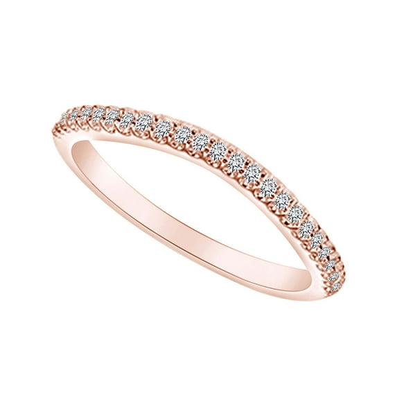 AFFY 0.18 Carat Round Shape White Natural Diamond Classic Wedding Band Ring 14K Solid Rose Gold Ring Size-9.5