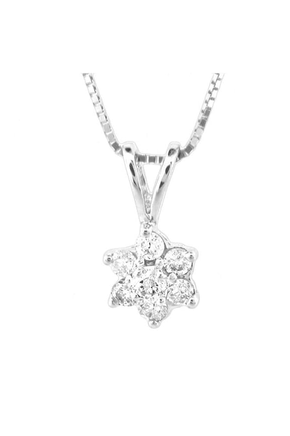 0.18 Ct. Diamond Flower Cluster Pendant In 14K Gold