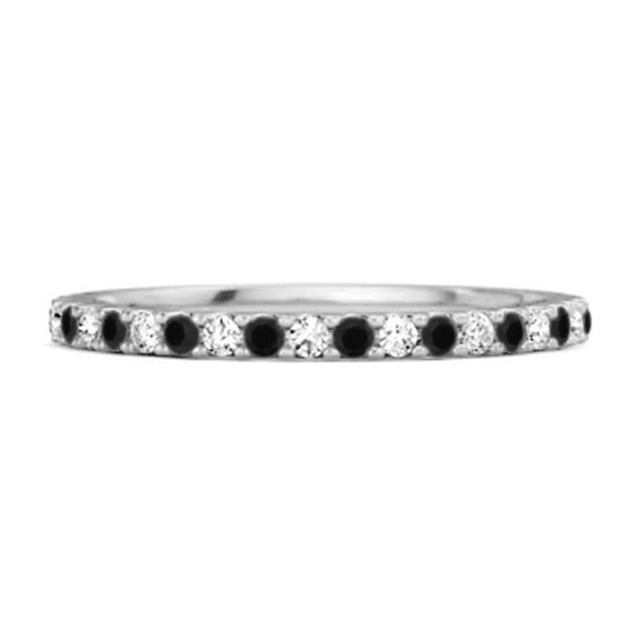0.18 Cts Black Spinel Half Eternity Band 925 Sterling Silver Stackable Women Valentines Day Gifts Ring