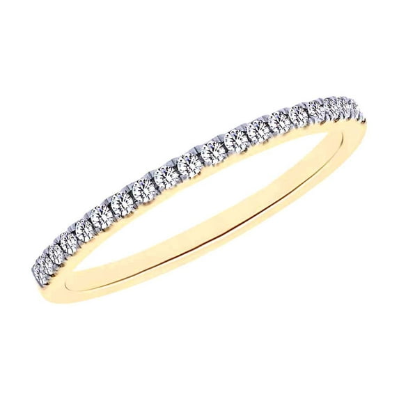 AFFY 0.18 Cttw Round Cut White Natural Diamond Engagement Wedding Band Ring In 10K Solid Yellow Gold,Ring Size: 10.5