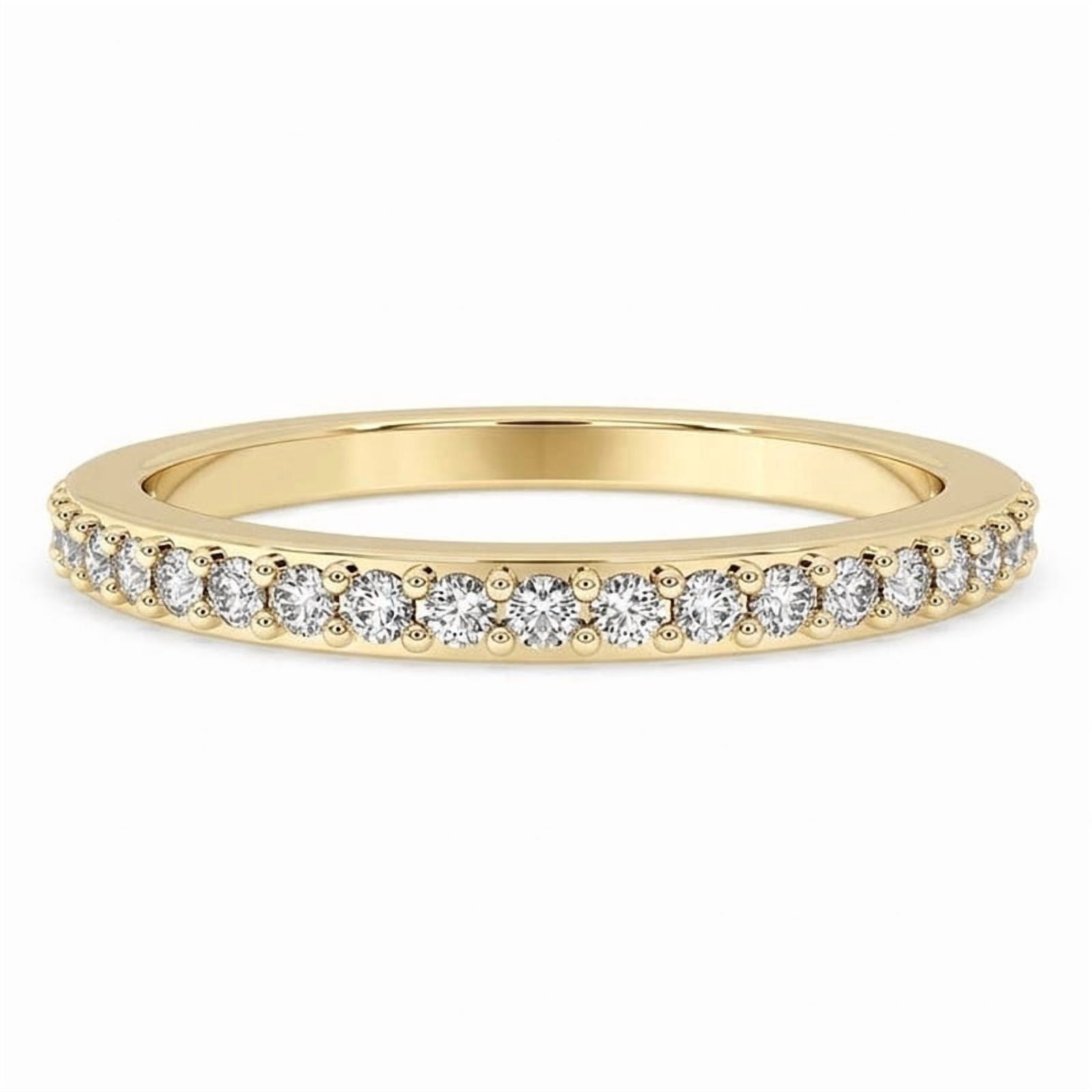 0.18 TCW Lab Grown Round Diamond Half Eternity Wedding Band Yellow Gold ...