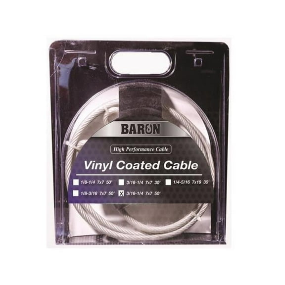 0.18 in. x 50 ft. Vinyl Coated Galvanized Steel Aircraft Cable, Gray