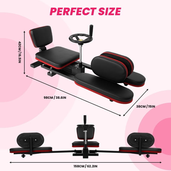0-180° Adjustable Leg Stretcher Machine, Heavy Duty Steel Split Stretching Equipment with Backrest, Leg Flexibility Trainer for Yoga Ballet Pilates Home Gym