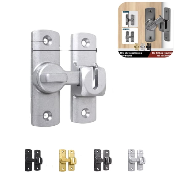 0/180 Degree Flip Barn Door Lock, Heavy Duty Privacy Security Gate Latch Hardware For Barn Door Cabinet Window Bathroom Garden Sliding Door No-Drill Door Bolt 180 Degree Silver