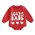 thumbnail image 1 of 0-18M Baby Girls Boys Rompers 3M 6M 12M 18M Valentine's Day Clothes Letter Heart Fuzzy Embroidered Long Sleeve Jumpsuit, 1 of 10