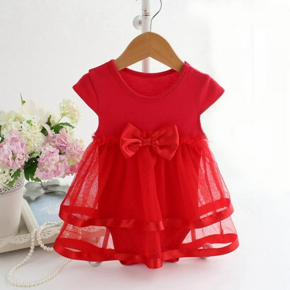 0-18M Infant Baby Girl Lace Dress Ruffle Sleeve Romper Sleeveless Jumpsuit Skirt Princess Outfit