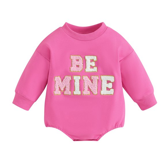 0-18M Infant Baby Girl Valentine's Day Romper 3M 6M 12M 18M Letters Embroidery Long Sleeve Bodysuit Spring Outfit
